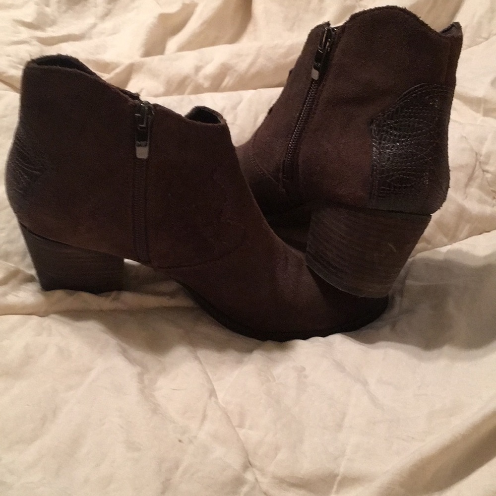 MARC FISHER DISTRESSED SUEDE BOOTIES